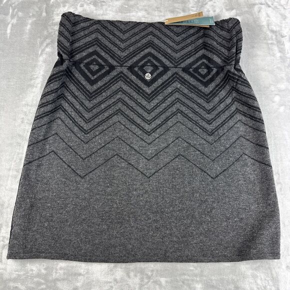 NWT prAna Delia Mini Skirt Women's S Gray Black V Pattern Wool Blend (1081) - Picture 5 of 8